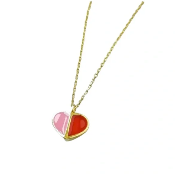 Kate Spade Heritage Red & Pink Heart Pendant with Beautiful Rose Gold Chain - Picture 3 of 7